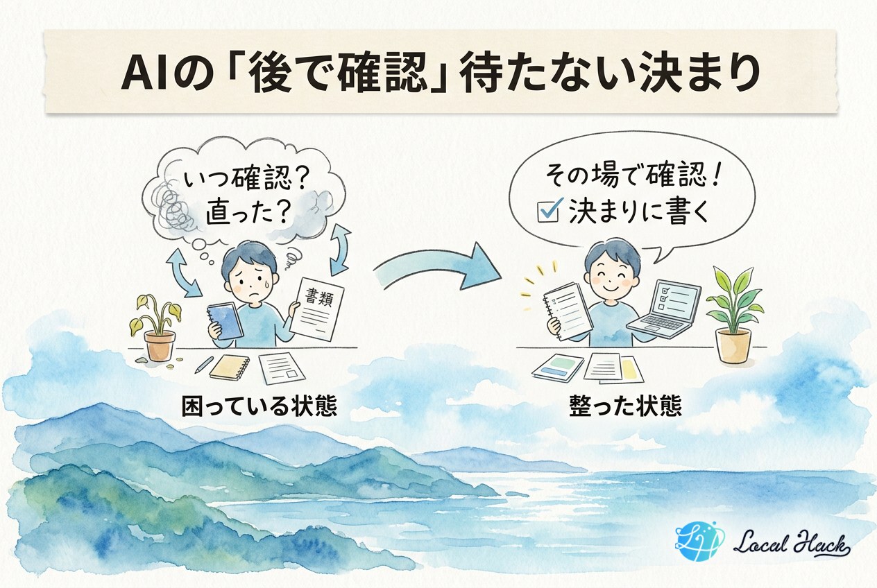 AIの「次回確認します」を待たない決まり、Geminiの指示と会社の記憶の違い